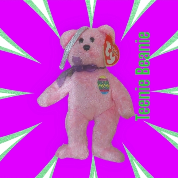 Other - Ty Teenie Beanie "EGGS" Easter Sping Pink Bear 2001- 5" Classic Mini Collection